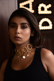 RAW MATT FINISH INTERCONNECTED BALOON CHOKER 18K GOLD PLATED FASHION NECKLACE