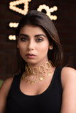 RAW MATT FINISH INTERCONNECTED BALOON CHOKER 18K GOLD PLATED FASHION NECKLACE