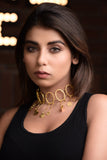 RAW MATT FINISH INTERCONNECTED BALOON CHOKER 18K GOLD PLATED FASHION NECKLACE