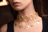 RAW MATT FINISH INTERCONNECTED BALOON CHOKER 18K GOLD PLATED FASHION NECKLACE