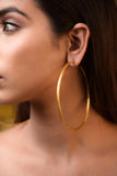 MATT FINISH CIRCULAR 18K GOLD PLATED FASHION HOOP EARRING