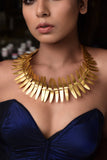 SMOOTH SURFACE OPEN TWISTED FERN LEAF18K GOLD PLATED FASHION NECKLACE