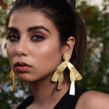 HAND BEATEN HAMMER TEXTURE LIGHTWEIGHT 18K GOLD PLATED FASHION EARING