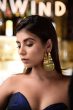 GLOSSY FINISH BOLD SPLIT PEAR 18K GOLD PLATED FASHION EARRING