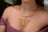 RAW MATT FINISH GEOMETIC INCA 18K GOLD PLATED FASHION NECKLACE