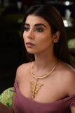 RAW MATT FINISH GEOMETIC INCA 18K GOLD PLATED FASHION NECKLACE