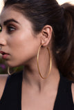 EXUBERANT STYLISH WIRE OPEN HOOP 18 K GOLD PLATED EARRING