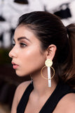 CLASSY TEXTURED GEOMETRIC 18K GOLD PLATED DANGLER EARRING