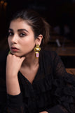 INDO WESTERN WITH A POP OF PINK AND WHITE STONE BLENDED 18K GOLD PLATED GOLD DANGLER EARRING