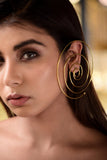 GLOSSY FINISH HYPNOTISING SPIRAL 18K GOLD PLATED FASHION EARRING