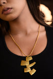 RAW MATT FINISH AFRICAN METAL BONE PENDANT 18K GOLD PLATED FASHION NECKLACE