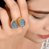 HAZEL Designer Lapis Lazuli Ring with Gold Plating in Brass