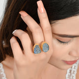 HAZEL Designer Lapis Lazuli Ring with Gold Plating in Brass
