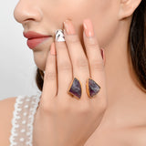 TAHNEE Designer Amethyst Ring with Gold Plating in Brass