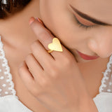LOVE Contemporary Ring with Textured Gold Plating in Brass