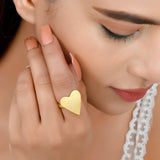 LOVE Contemporary Ring with Textured Gold Plating in Brass