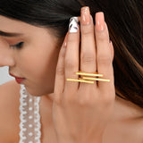 BARAA Trilinear Contemporary Ring with Gold Plating in Brass