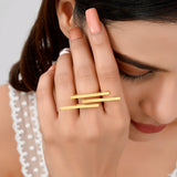 BARAA Trilinear Contemporary Ring with Gold Plating in Brass