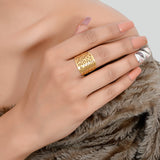 DARCIE Minimalistic Intricate Pattern Ring with Gold Plating in Brass