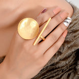 ZINA Modish Contermporary Ring with Textured Gold Plating in Brass