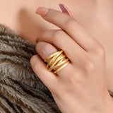 NOVA Circlet Ring with Textured Gold Plating in Brass