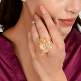 IDA Statement Ring in Citrine with Gold Plating in Brass