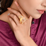 IDA Statement Ring in Citrine with Gold Plating in Brass