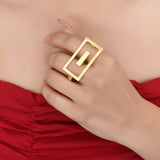 THEA Door to Bliss Ring with Textured Gold Plating in Brass