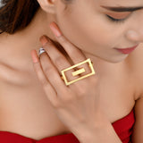 THEA Door to Bliss Ring with Textured Gold Plating in Brass