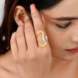 NICOLE Wired Waves Ring with Dual Plating in Brass