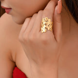 MELIA Designer Ring  with Textured Gold Plating in Brass