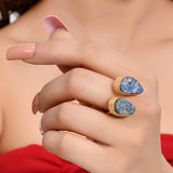 SANYA Chunky Ring in Lapis Lazuli with Gold plating in Brass