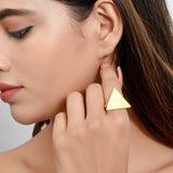 MAYA Solid Bold Triangular Ring with Gold Plating in Brass