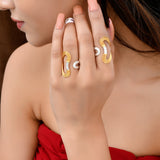 KIARA Wired Waves Ring with Dual Plating in Brass